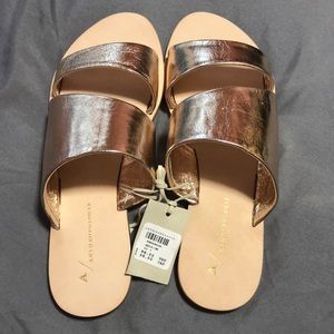 Stylish Gold Leather Anthropologie sandals